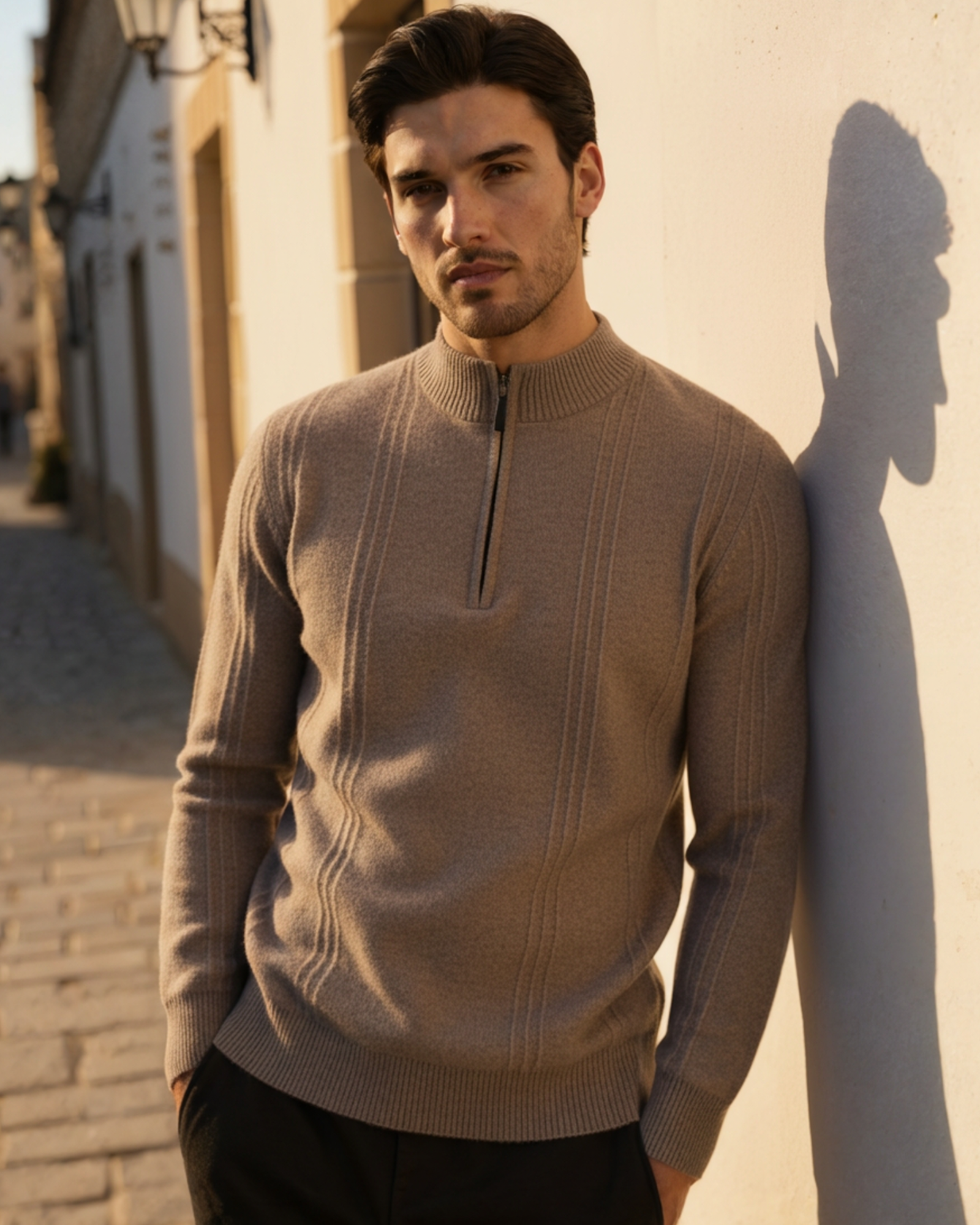 Ordo Maison Half-Zip 100% Cashmere Ribbed Sweater