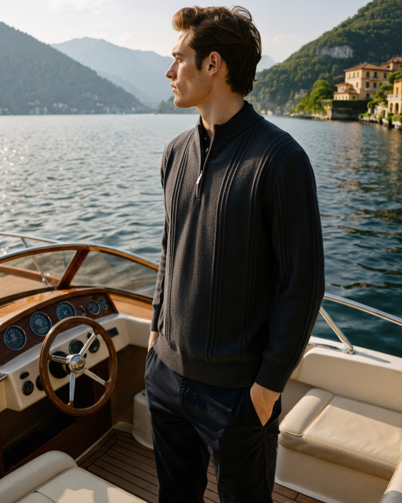 Ordo Maison Half-Zip 100% Cashmere Ribbed Sweater