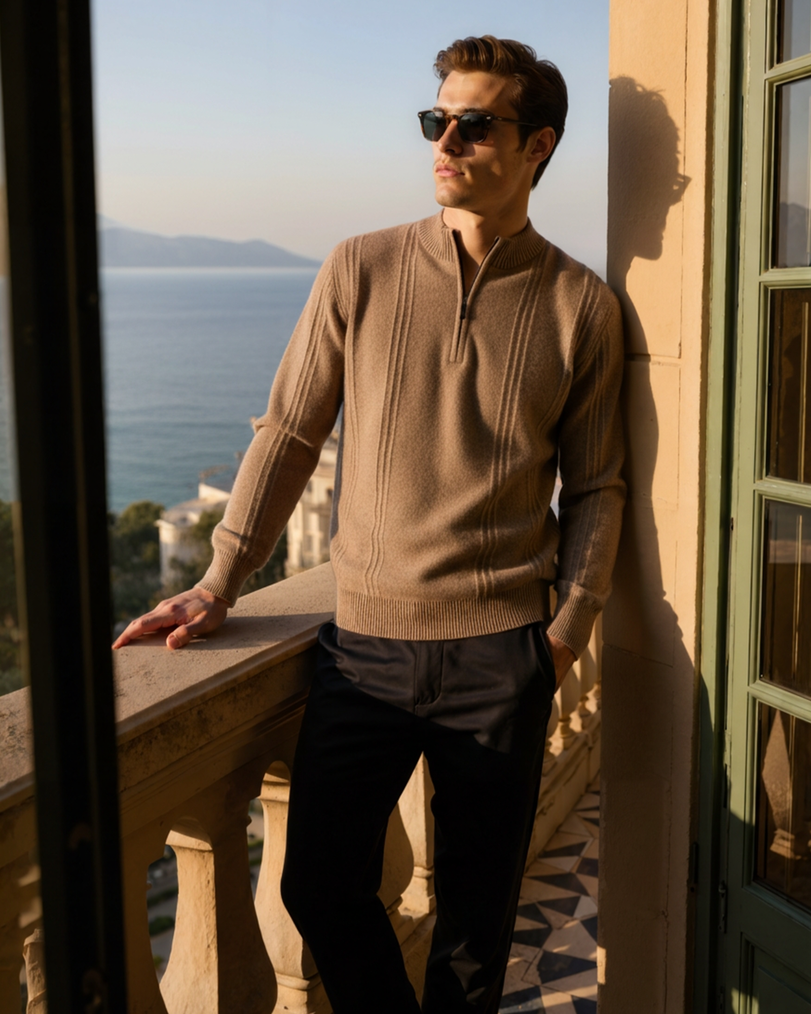 Ordo Maison Half-Zip 100% Cashmere Ribbed Sweater