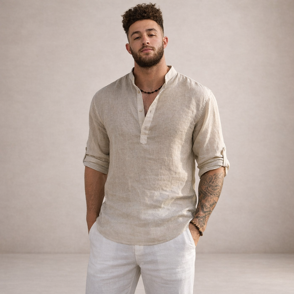 Ordo Maison™ Milano Camicia Lino Alto Collo