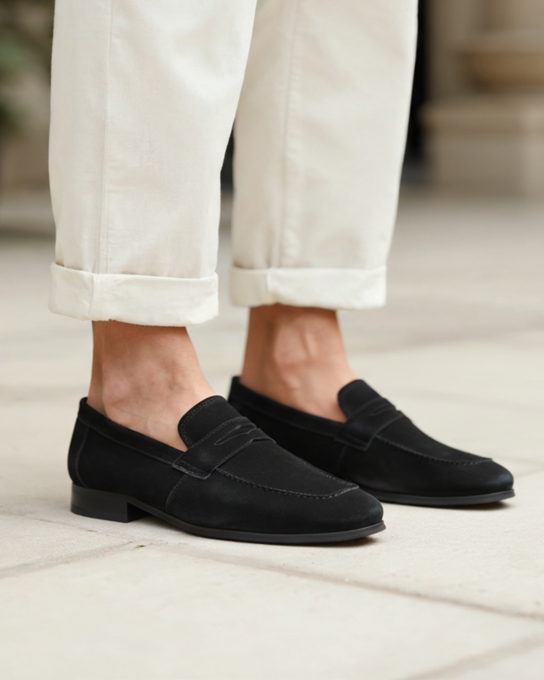Classic Suede Penny Loafers in Vintage Charm