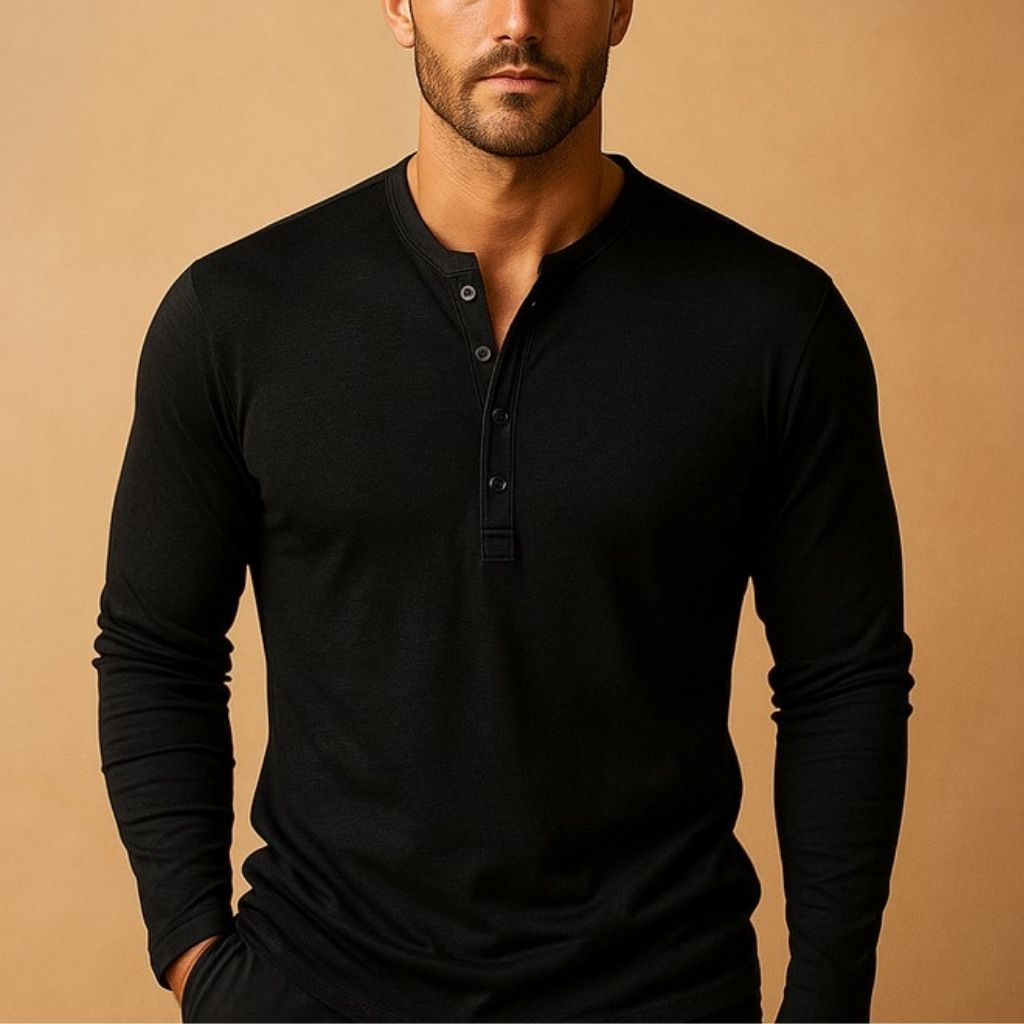 Ordo Maison™ Milano Camicia Henley Uomo Eleganza Sottile