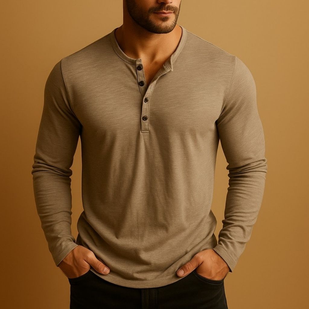 Ordo Maison™ Milano Camicia Henley Uomo Eleganza Sottile