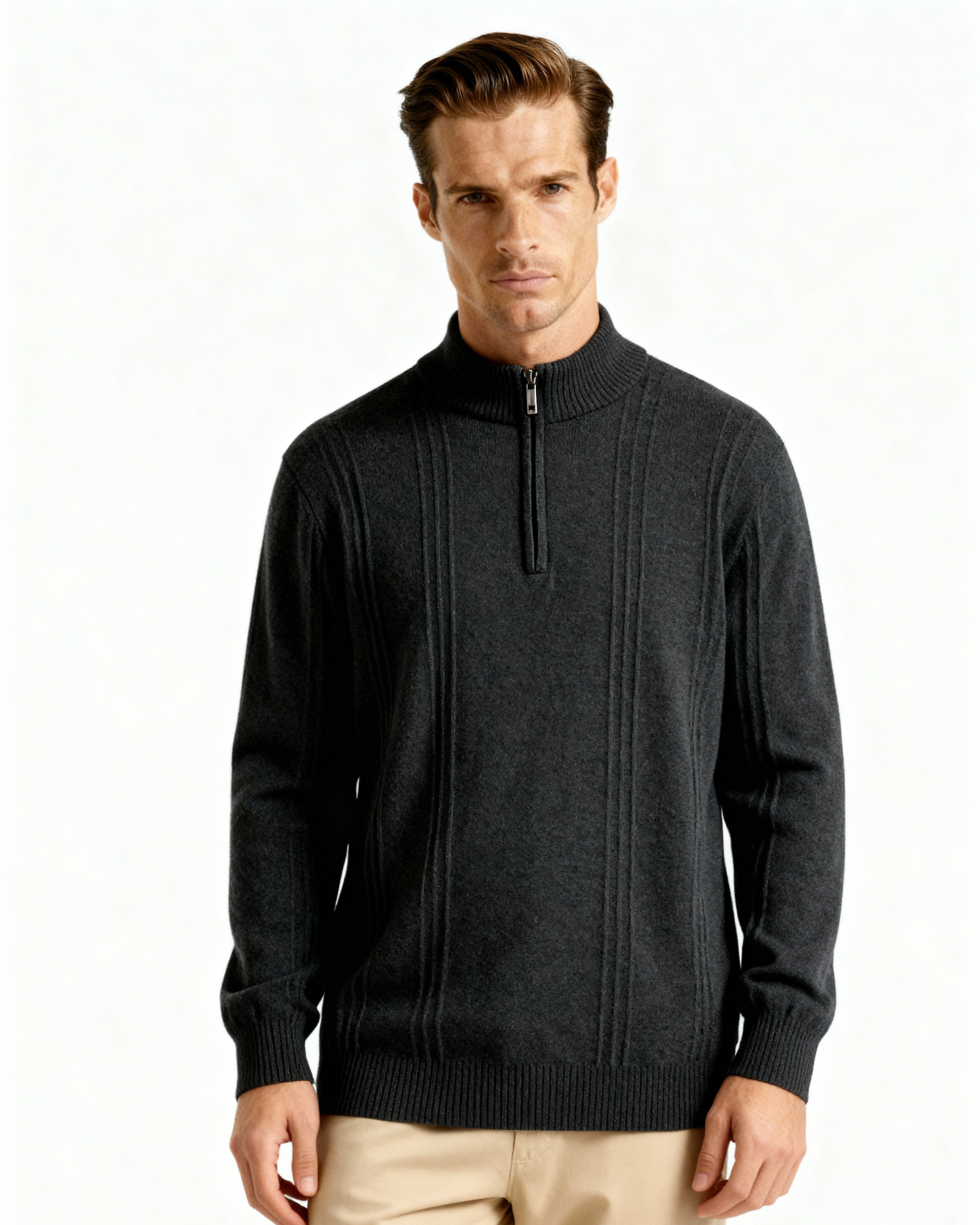 Ordo Maison Half-Zip 100% Cashmere Ribbed Sweater