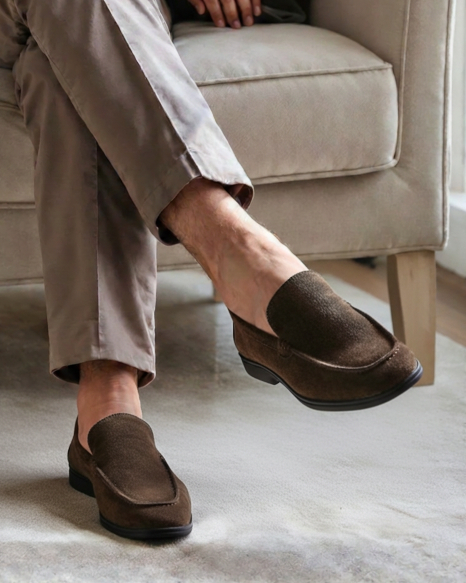 Ordo Maison Como Premium Suede Loafers - Black Soles