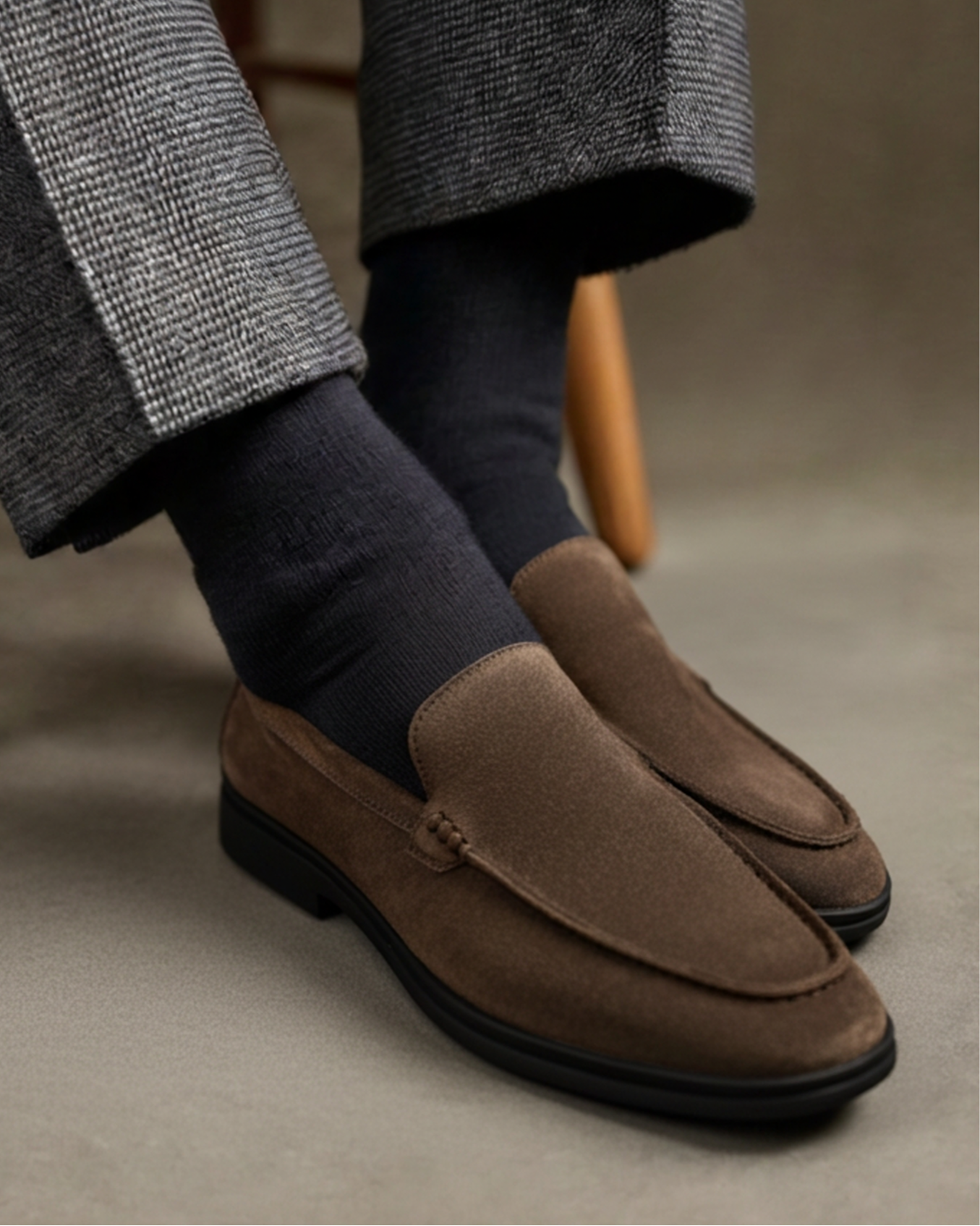 Ordo Maison Como Premium Suede Loafers - Black Soles