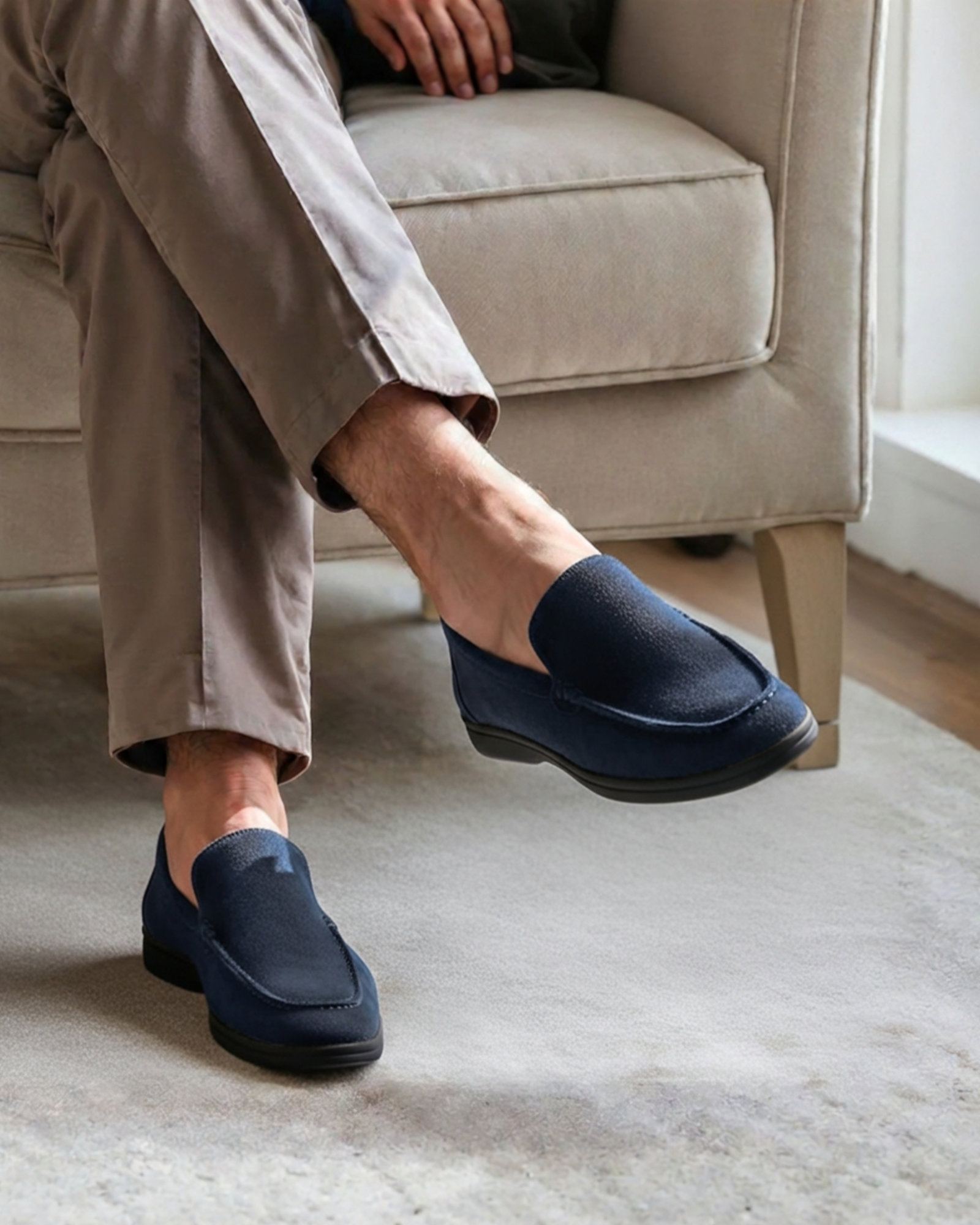 Ordo Maison Como Premium Suede Loafers - Black Soles