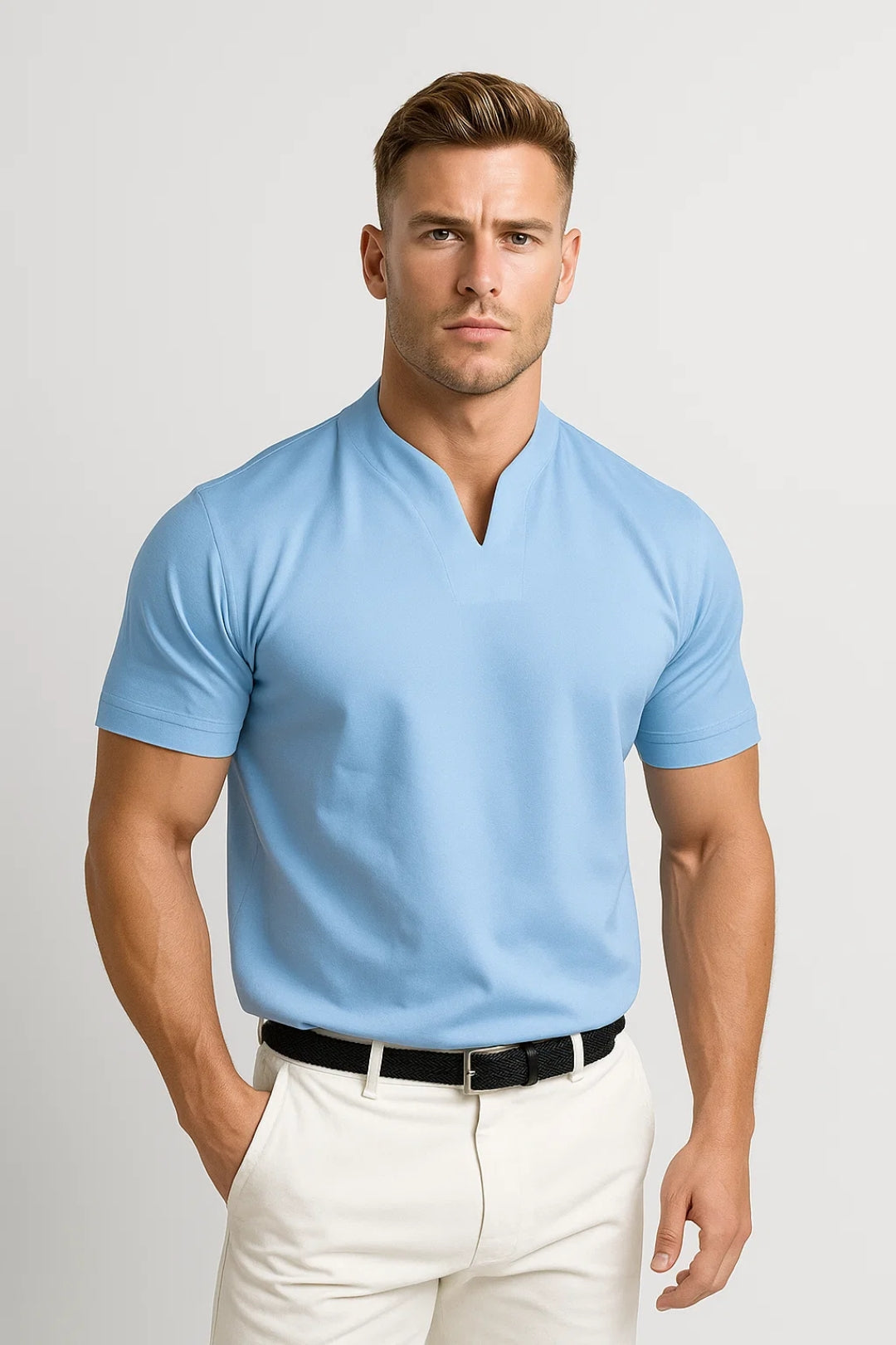 Ordo Maison™ Milano Camicia Uomo Collo a V Eleganza Sottile
