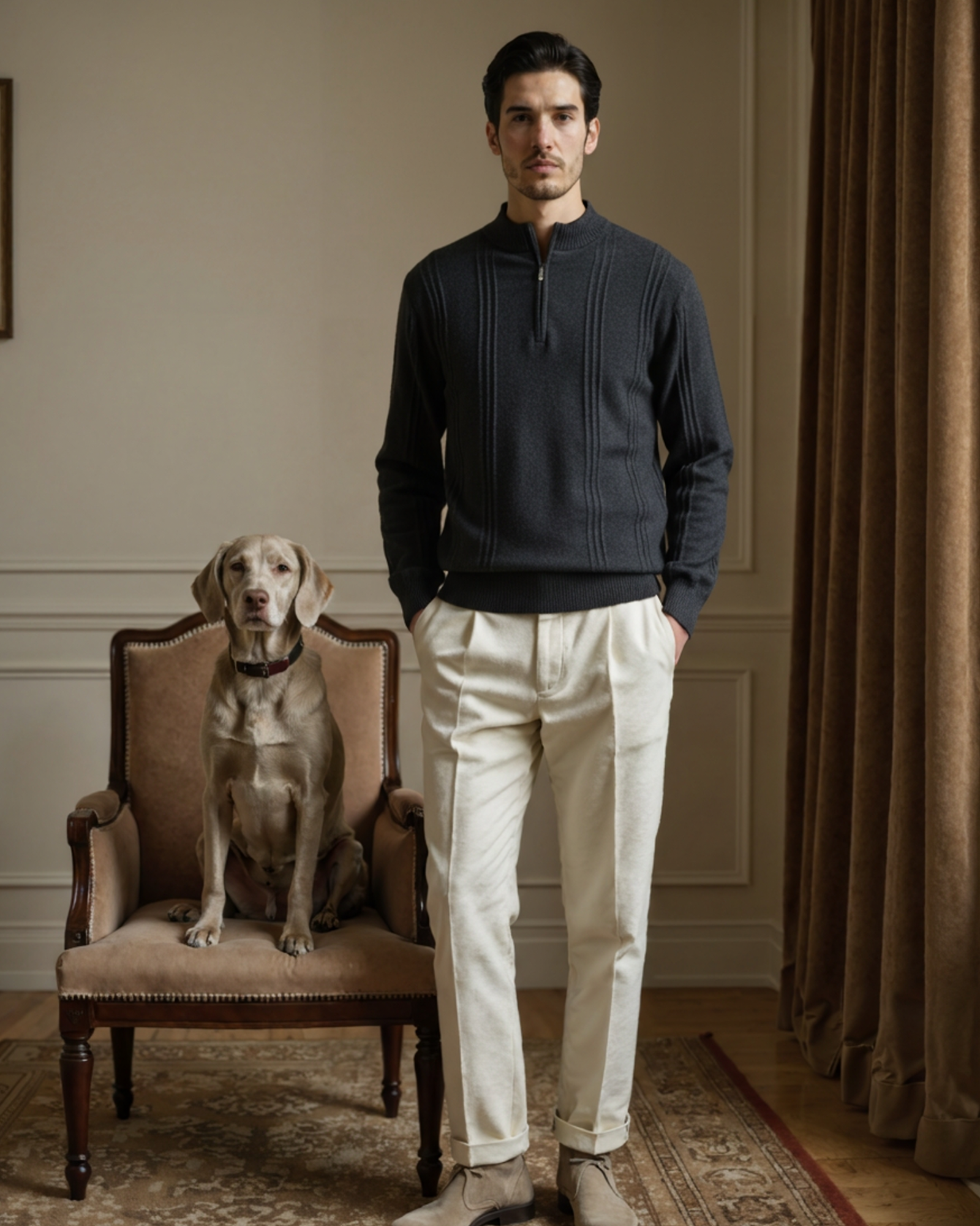 Ordo Maison Half-Zip 100% Cashmere Ribbed Sweater