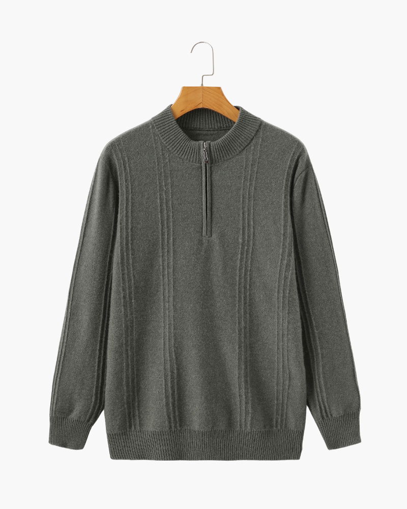 Ordo Maison Half-Zip 100% Cashmere Ribbed Sweater