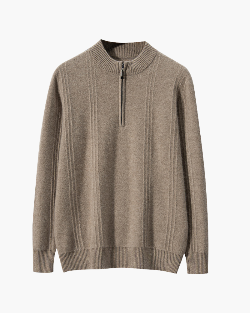 Ordo Maison Half-Zip 100% Cashmere Ribbed Sweater