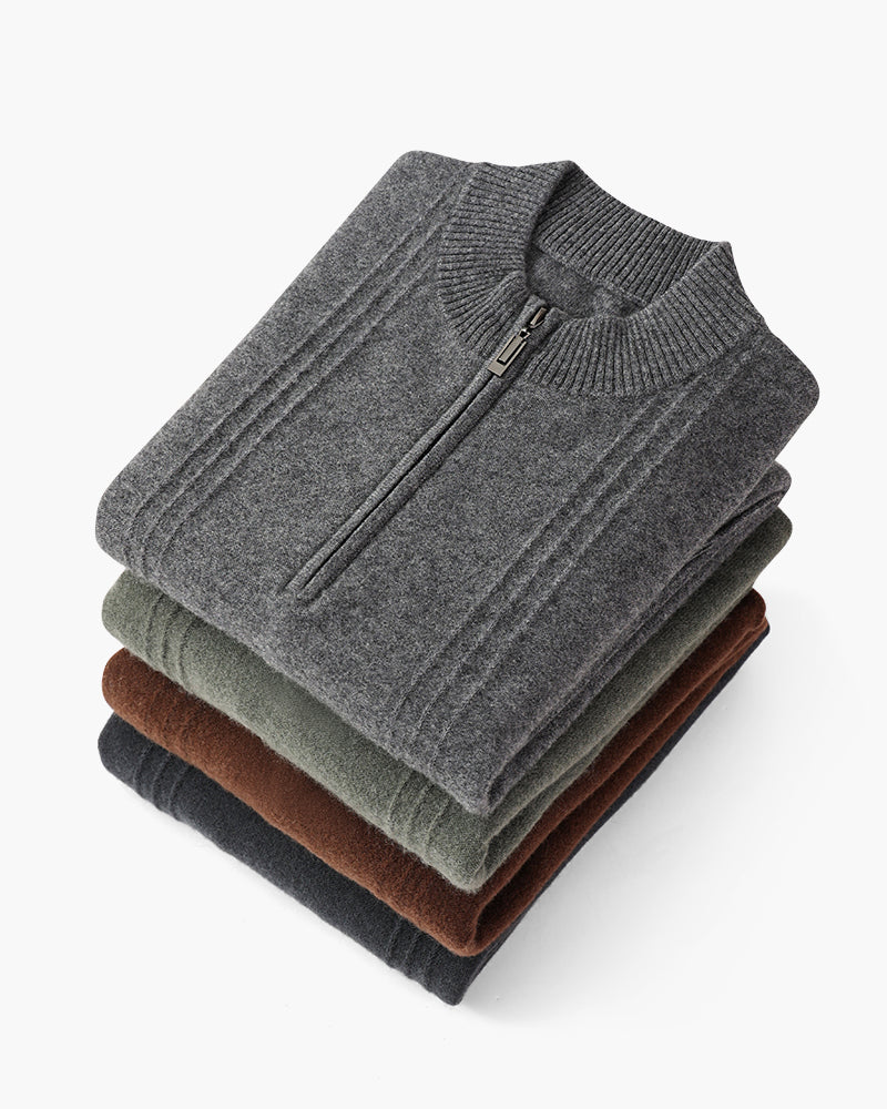 Ordo Maison Half-Zip 100% Cashmere Ribbed Sweater