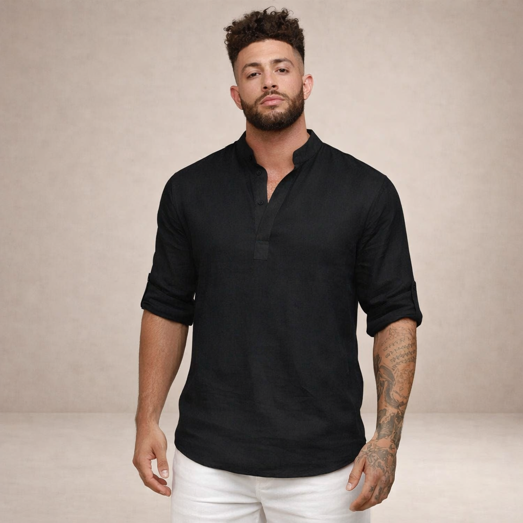 Ordo Maison™ Milano Camicia Lino Alto Collo