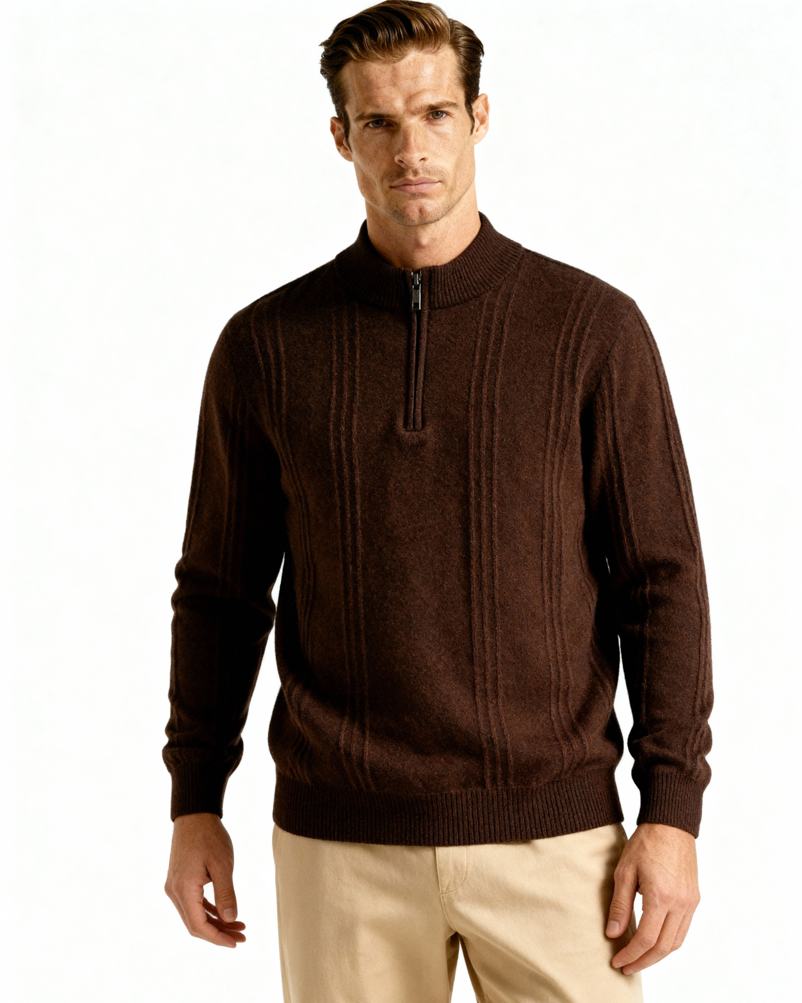 Ordo Maison Half-Zip 100% Cashmere Ribbed Sweater