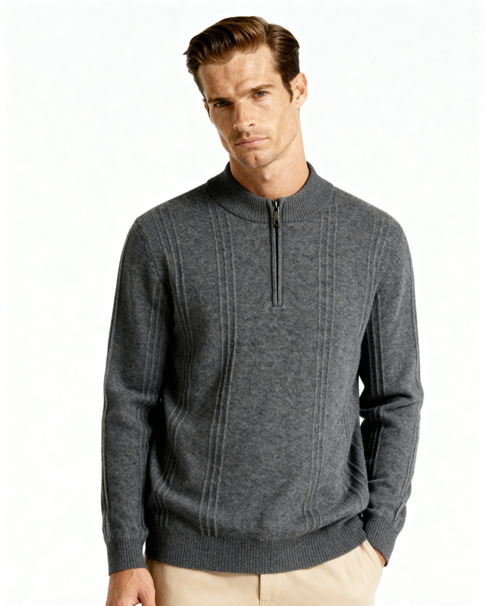 Ordo Maison Half-Zip 100% Cashmere Ribbed Sweater