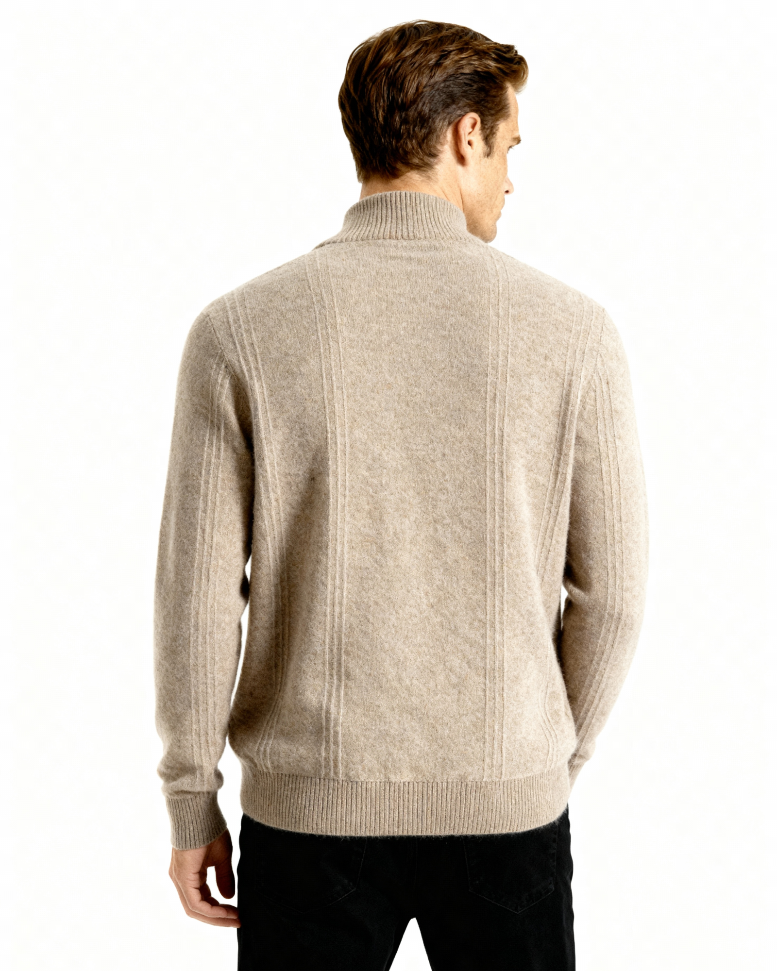 Ordo Maison Half-Zip 100% Cashmere Ribbed Sweater