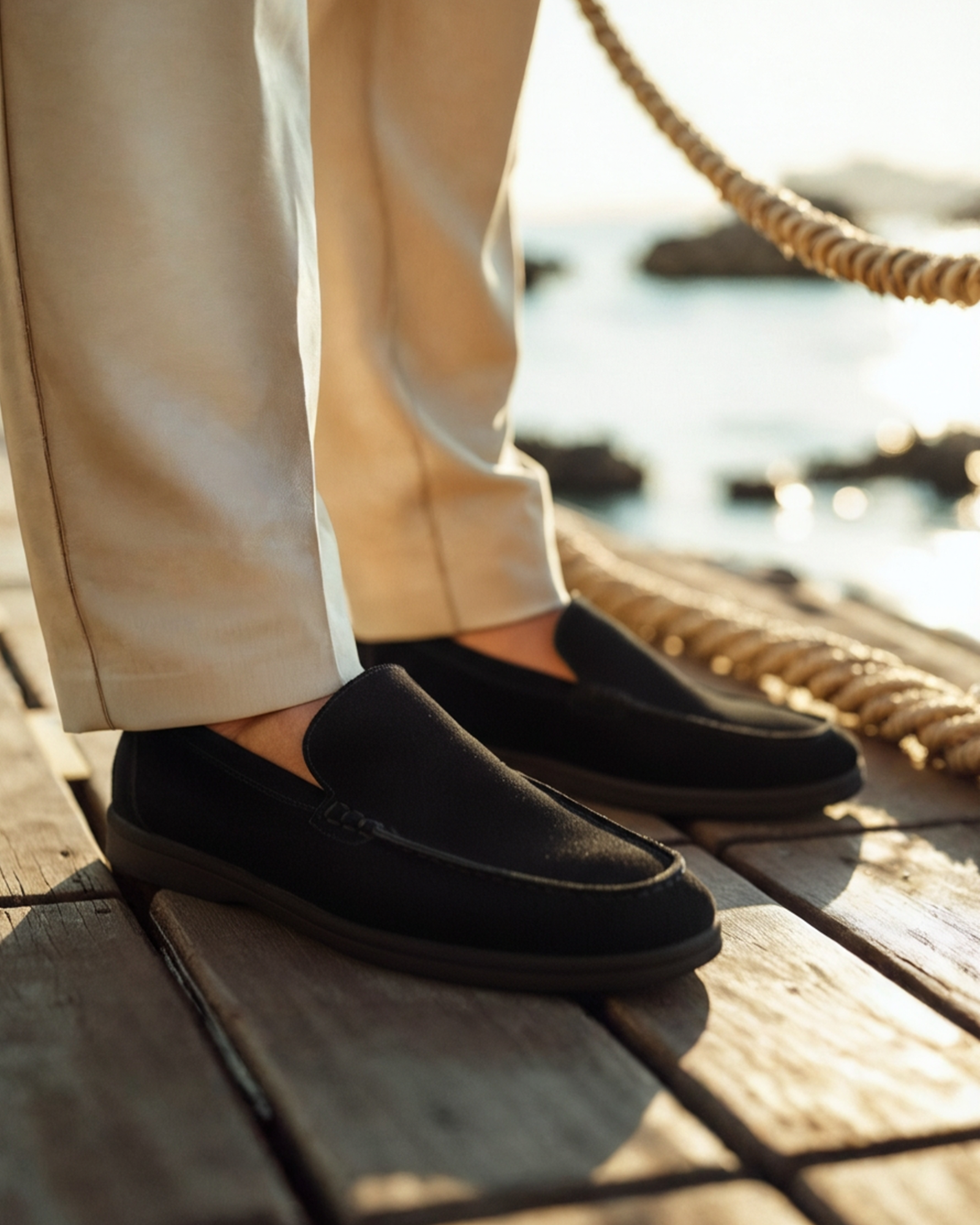 Ordo Maison Como Premium Suede Loafers - Black Soles