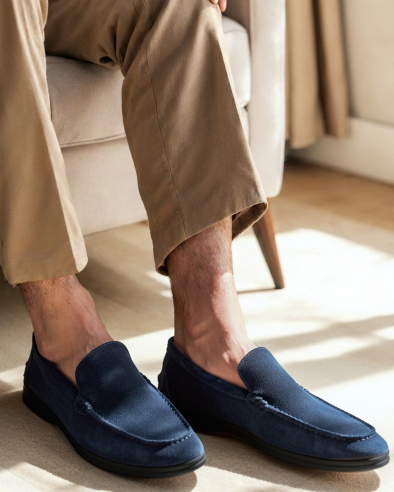 Ordo Maison Como Premium Suede Loafers - Black Soles